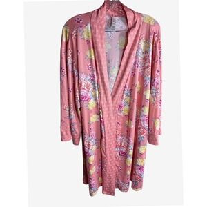 Gilligan & O'Malley Pink Floral Robe Womens XL Long Sleeve Knit Loungewear